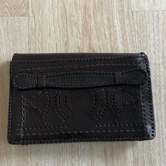 BCBGMaxAzria brown unique leather clutch - Picture 6 of 7